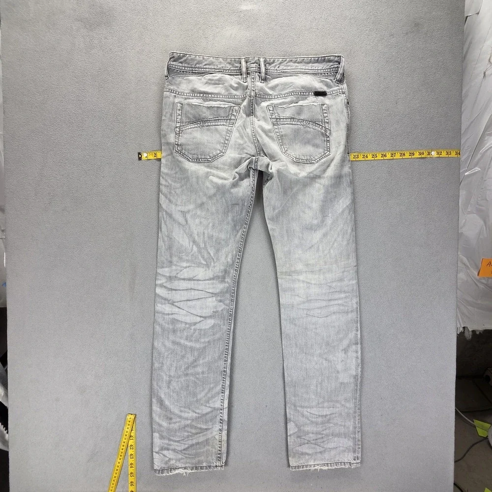 Diesel Jeans Mens 33x34 Gray Iakop Regular Slim Tapered Button Fly 008QP